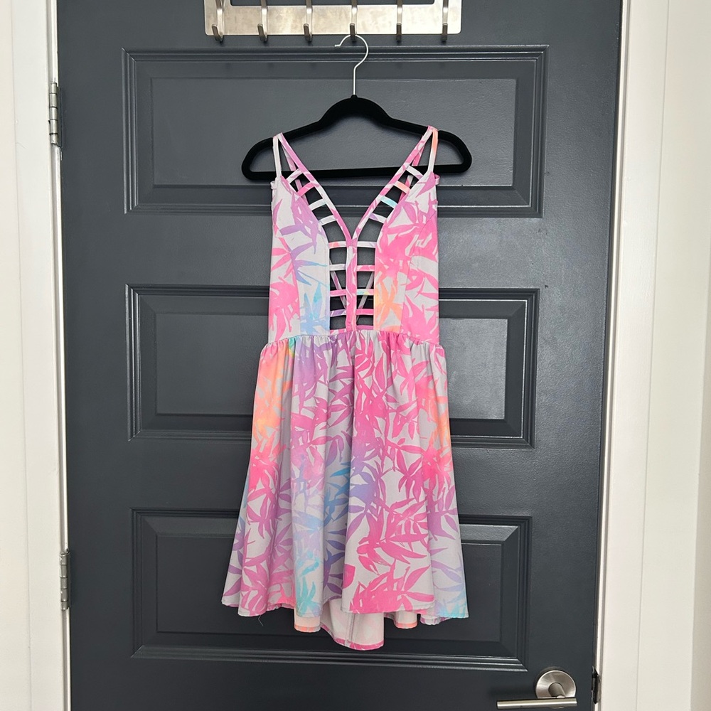 Sabo Mini Dress in Neon Palm Print